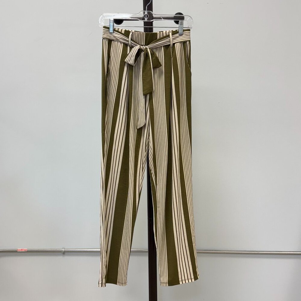 Altar'd State Green & Cream Stripe Pants, Size Small
